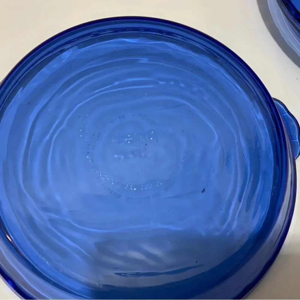 Vtg PYREX Cobalt Blue Glass Fluted Pie Pan Crimped Deep Dish Plate 229 ~…